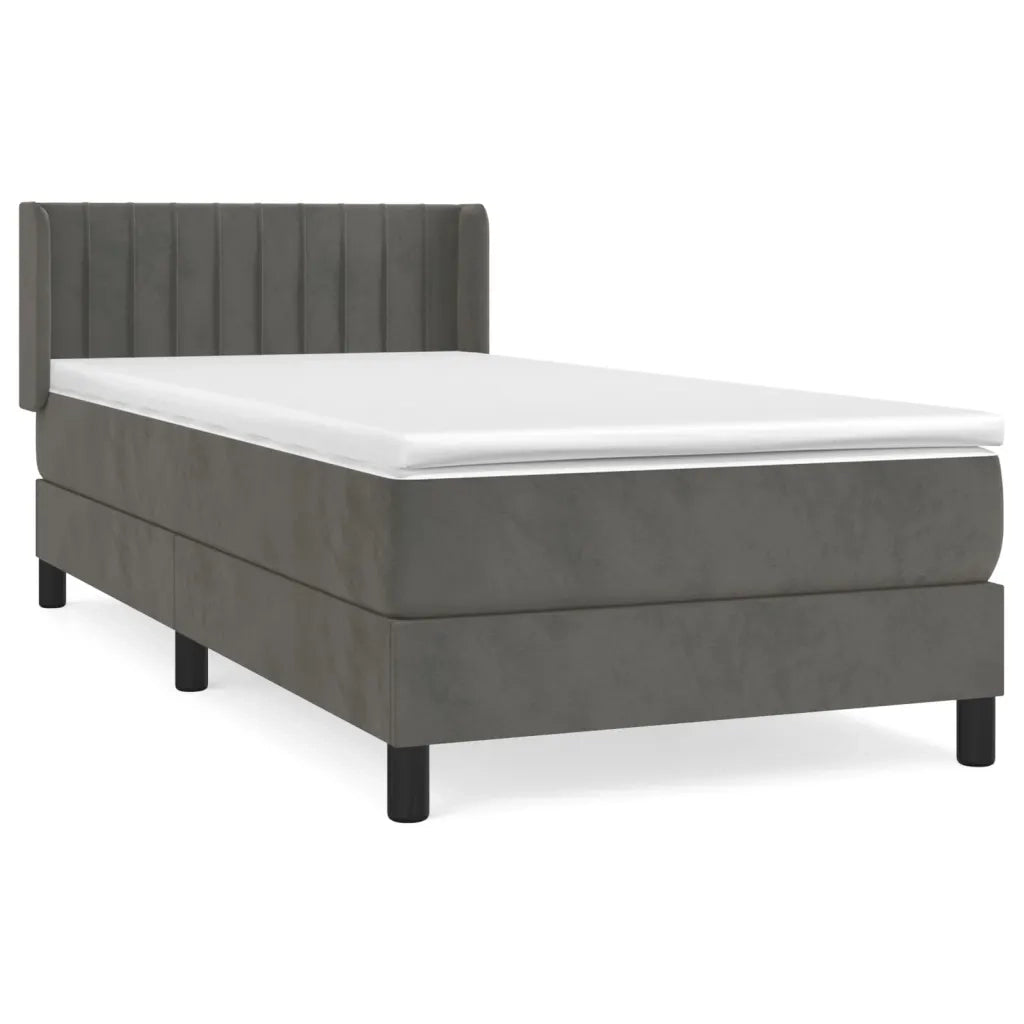 Giroletto a Molle con Materasso Grigio Scuro 90x200 cm Velluto 3131058
