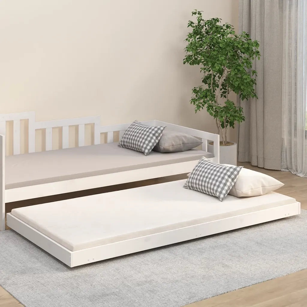 Giroletto senza Materasso Bianco 90x200 cm Legno Massello Pino 823495