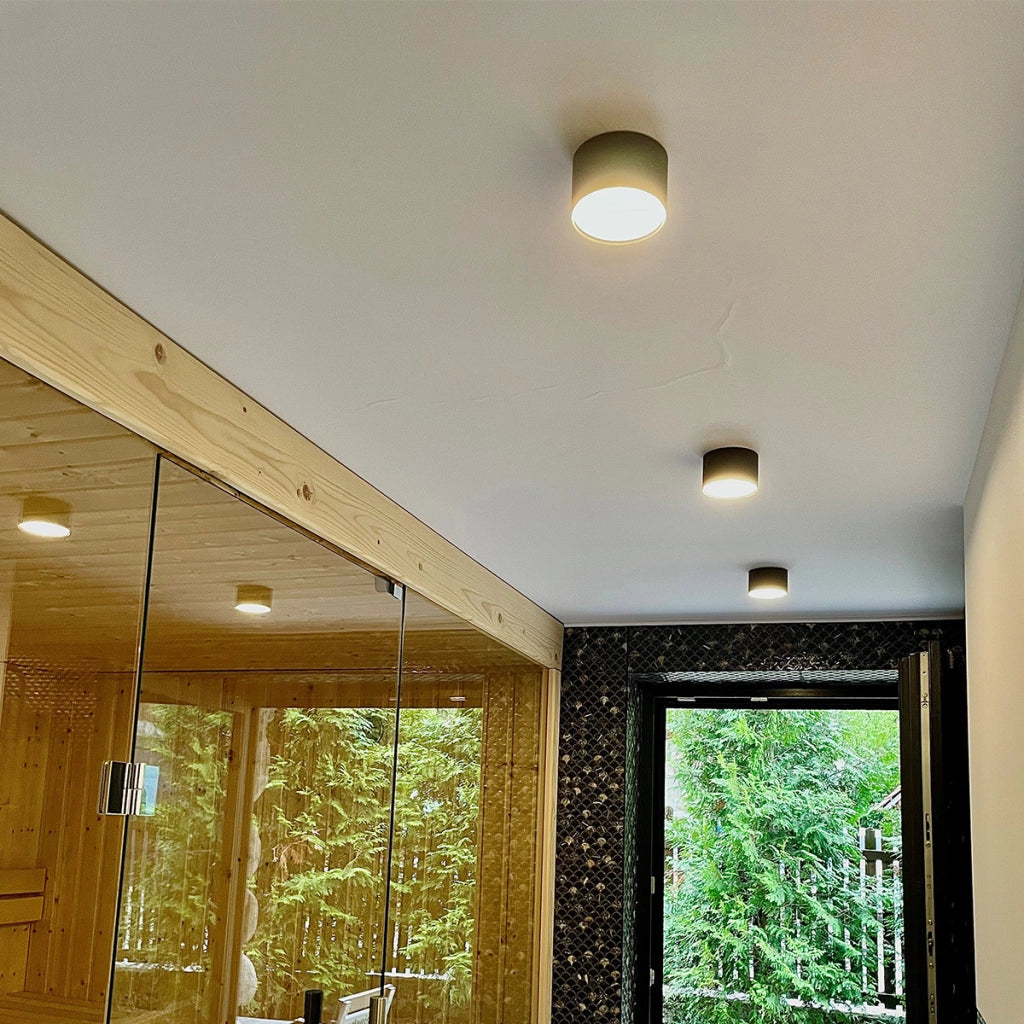 Plafoniera LED 6W nera tonda Ø9cm IP54 Kendal Light Prestige