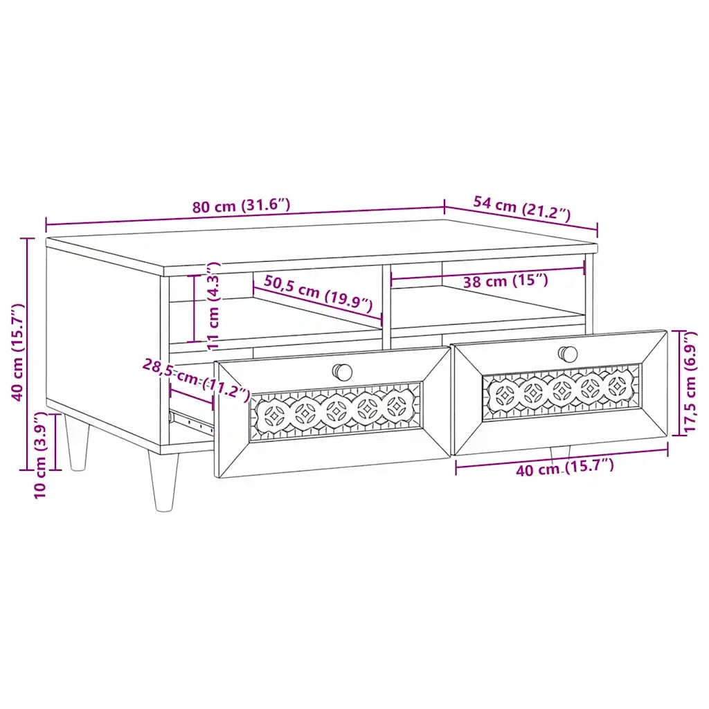 vidaXL Tavolino da salotto con cassetto Bianco 80 x 54 x 40 cm