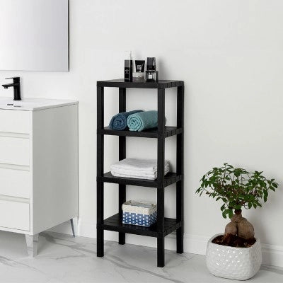Scaffale bagno 4 ripiani grigio effetto legno in kit montaggio Buzz