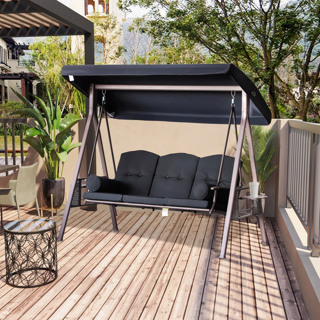 Amaca da Giardino 3 Posti con Cuscini ¨C Zephmum ¨C Grigio Polyester 200x150x120 cm