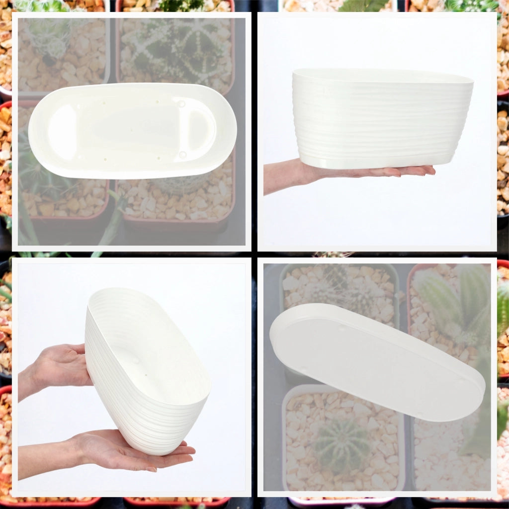 Vaso da fiori KADAX ovale da 27 cm in plastica bianca