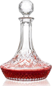 Caraffa di vetro con stop, caraffa cristallina senza piombo per whisky, bourbon e vino rosso, idea regalo per feste, compleanni, matrimoni, anniversari, elegante scatola di regalo, 1250 ml