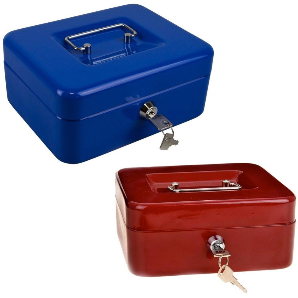 Trade Shop - Cassetta Di Sicurezza Portavalori Con Vassoio Portamonete + 2 Chiavi 20 X 16 Cm -