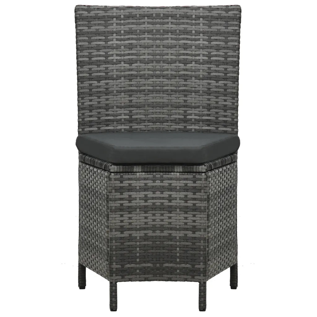 Set da Pranzo per Esterni 7 pz con Cuscini in Polyrattan Grigio cod mxl 35066