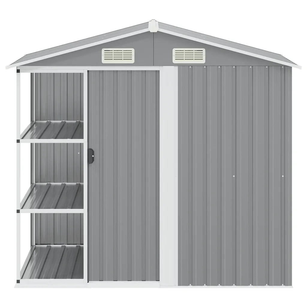 Capanno da Giardino con Scaffali Grigio 205x130x183 cm in Ferro 47103