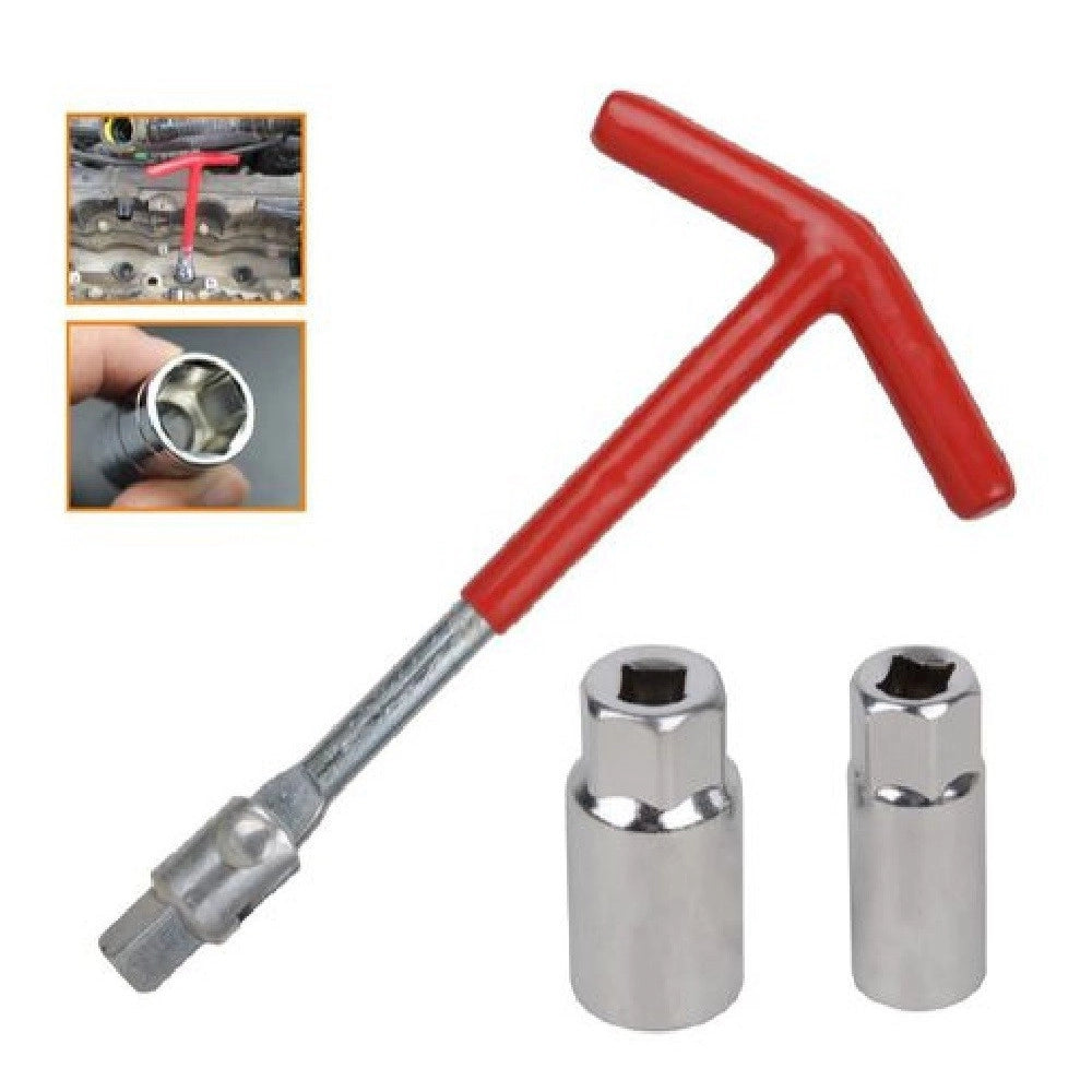 Trade Shop - Set 3 Pz Chiave A T Con Snodo Con Doppia Bussola Svita Candele 16 – 21 Mm 91636 -