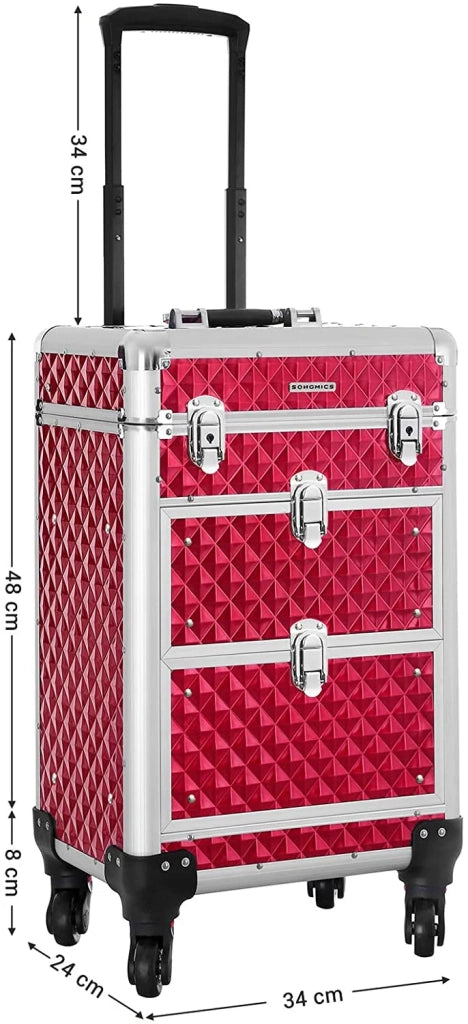 Valigetta per il trucco trolley Vanity Diamond rossa 12_0001118