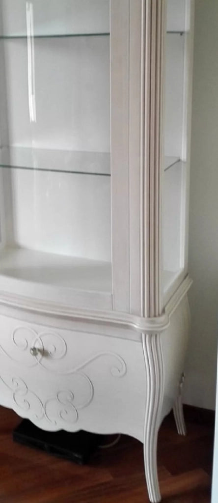 Vetrina in legno classica shabby 2 porte bianca l.150 p.50 h.216 - Mobili 2G