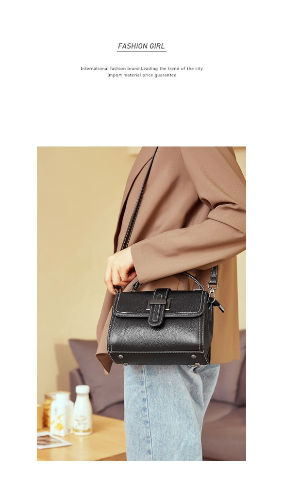 Borsa a mano da donna in vera pelle, nera.