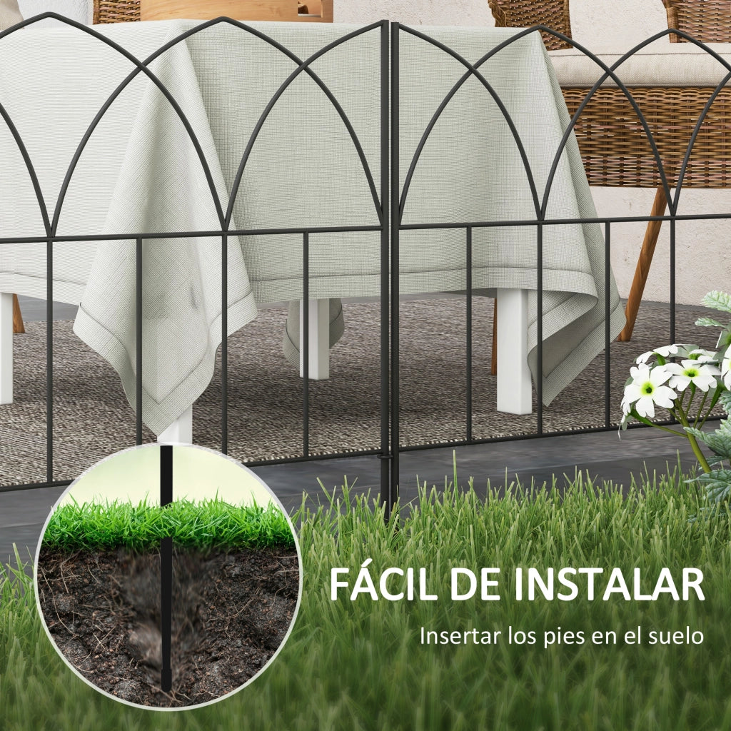 Set 5 Valli Decorativi per Giardino in Metallo ¨C zephmum ¨C Nero 205x45,5 cm