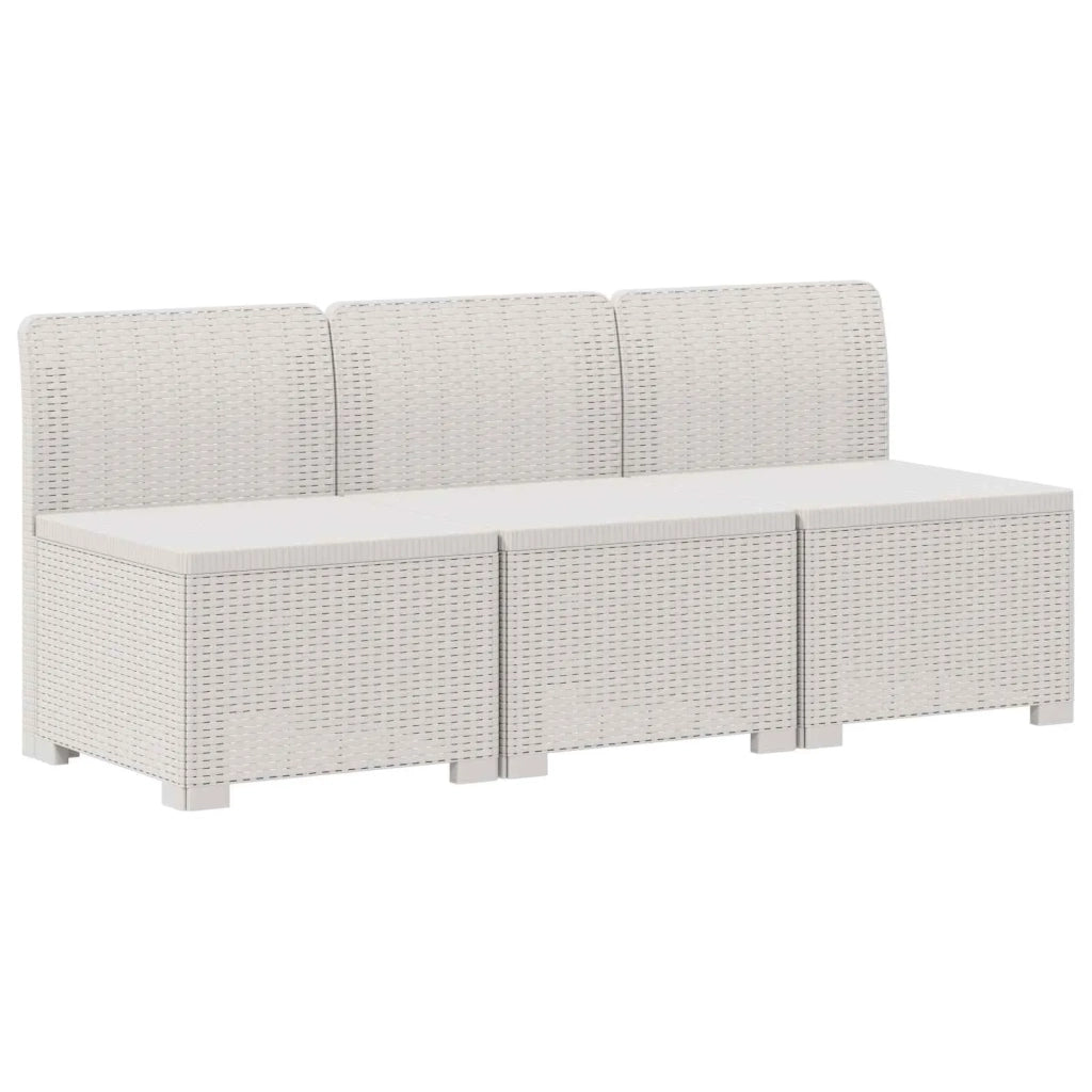 Divano da Giardino a 3 Posti in Aspetto Rattan PP Bianco 8011958