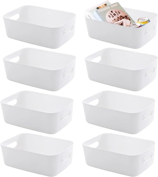 Set di archiviazione multifunzionale da 8 pezzi in plastica con maniglia - dimensioni 20,5 x 14,5 x 7,5 cm