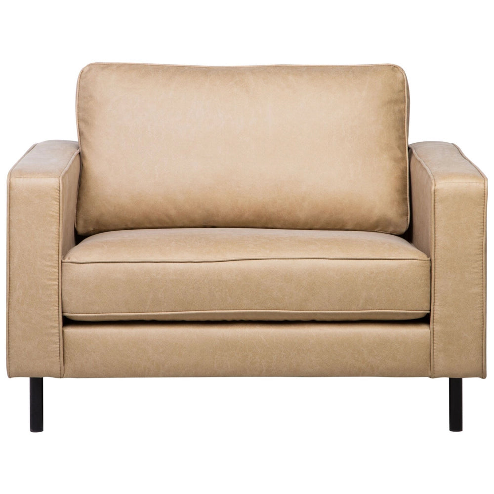 Poltrona in tessuto beige minimalista soggiorno sedia gambe nere braccio a binario