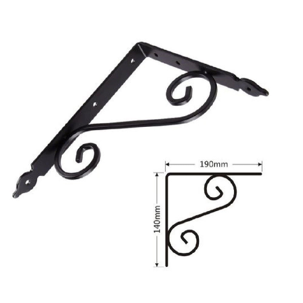 Trade Shop - Set 2 Pz Reggimensola Supporto Staffa Angoliere Fantasia 190x140 Mm Nera 91277 -