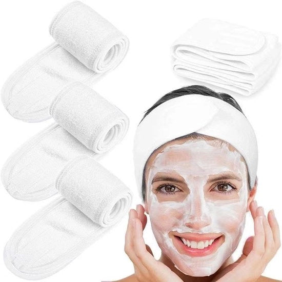 Cintura per Capelli in Microfibra per Spa, Design Donna, con Chiusura a Clip, Adatta per Bagno, Applicazione Make-up e Attività Sportive - Bianco