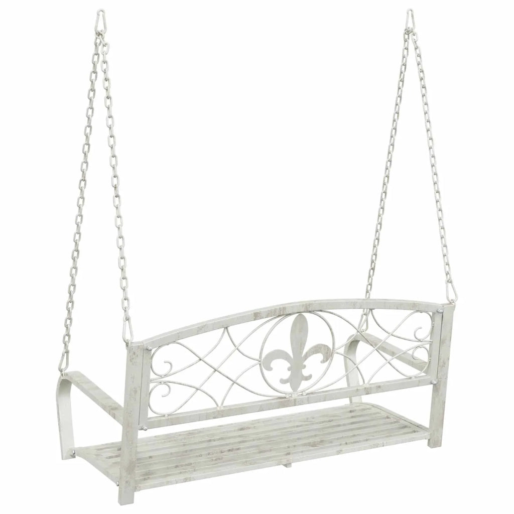 Panchina a Dondolo Acciaio 110,5 x 59 x 55 cm Bianco Antico