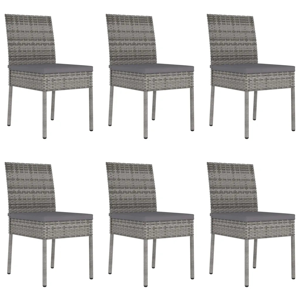 Set da Pranzo da Giardino 7 pz in Polyrattan Grigio cod mxl 36155