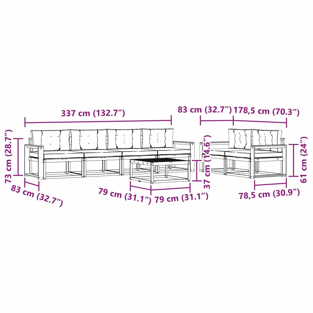 Set di divani da esterno 6 pcs Bianco e Grigio Chiaro 3386100