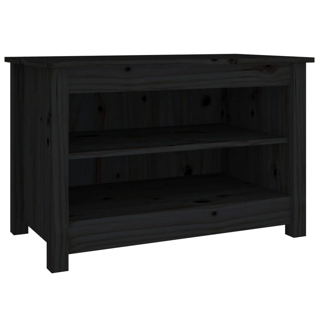 Panca portascarpe/stivali cassettiera scaffale mobiletto portaoggetti per ingresso 70 x 38 x 45,5 cm legno di pino massello nero 02_0022994