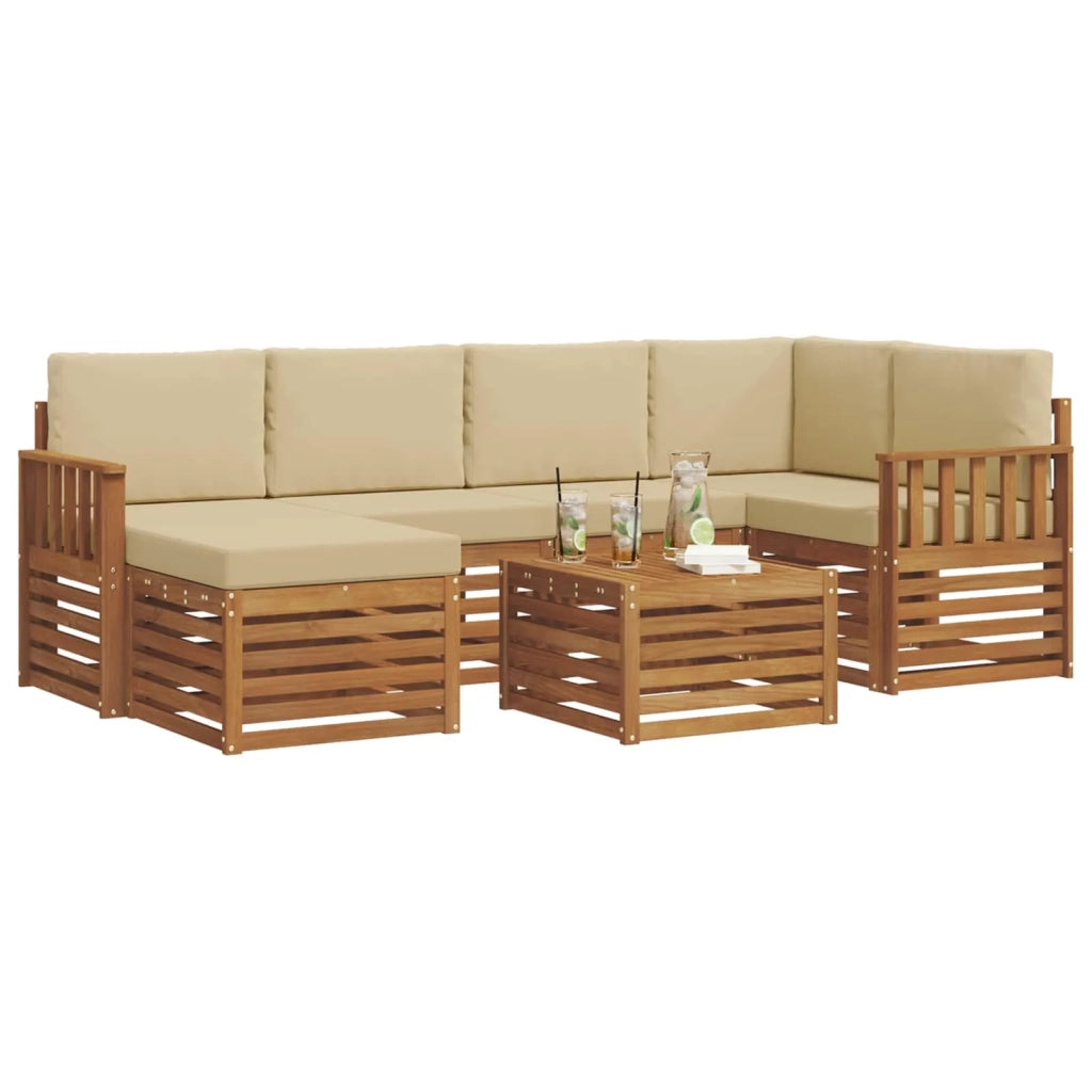 Set divano sezionale con cuscino 7 pcs Naturale e Beige