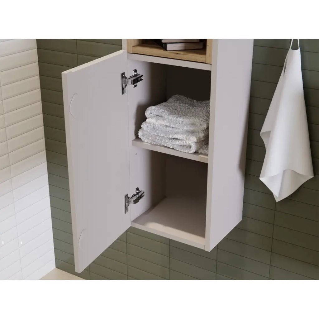 Colonna da bagno VANO – 2 porte + 1 nicchia – Marrone congo – L30 × P25 × H140 cm – Da appendere