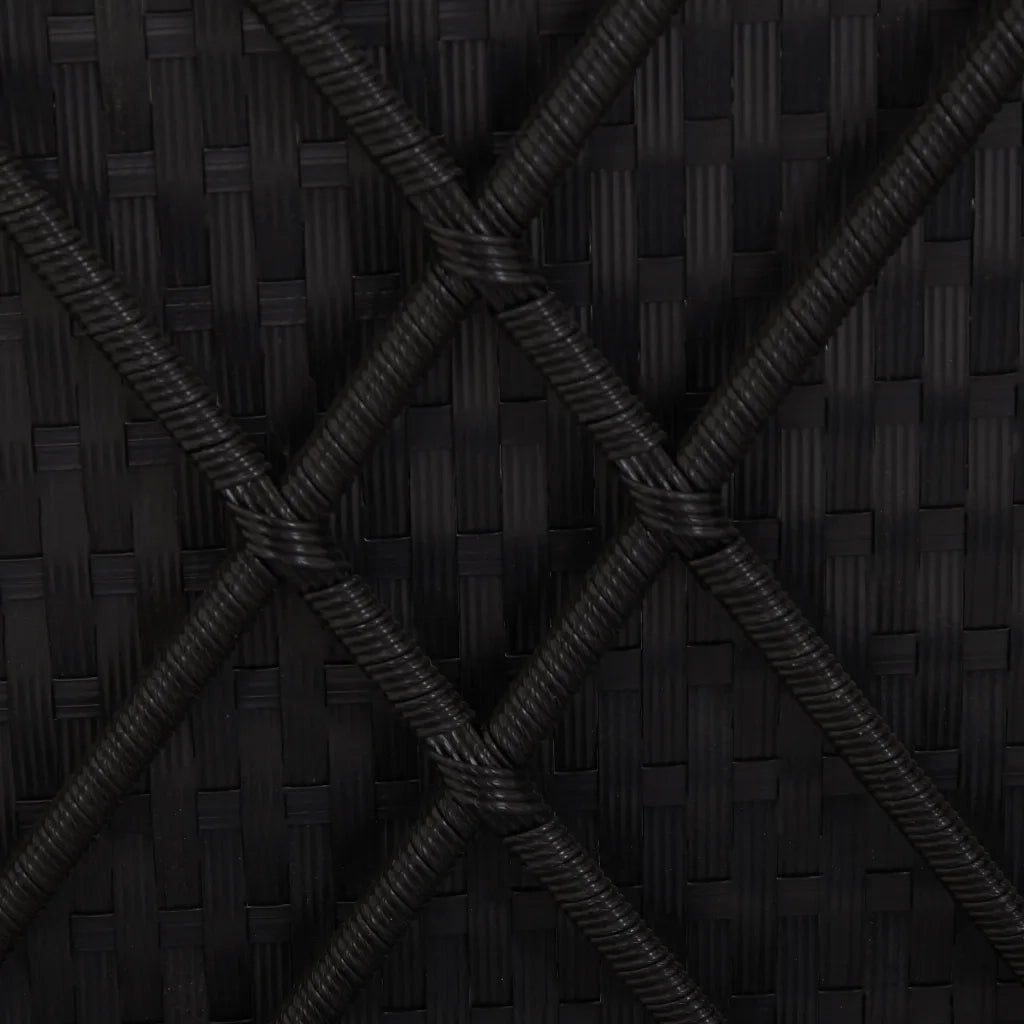 Lettino Prendisole con Tettuccio e Cuscino in Polyrattan Nero 46249