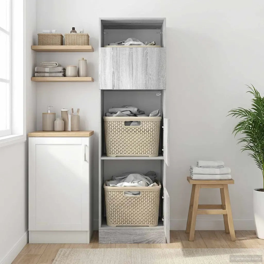 Mobile da lavanderia con porta Grigio Sonoma 50 x 68 x 162 cm 3422797