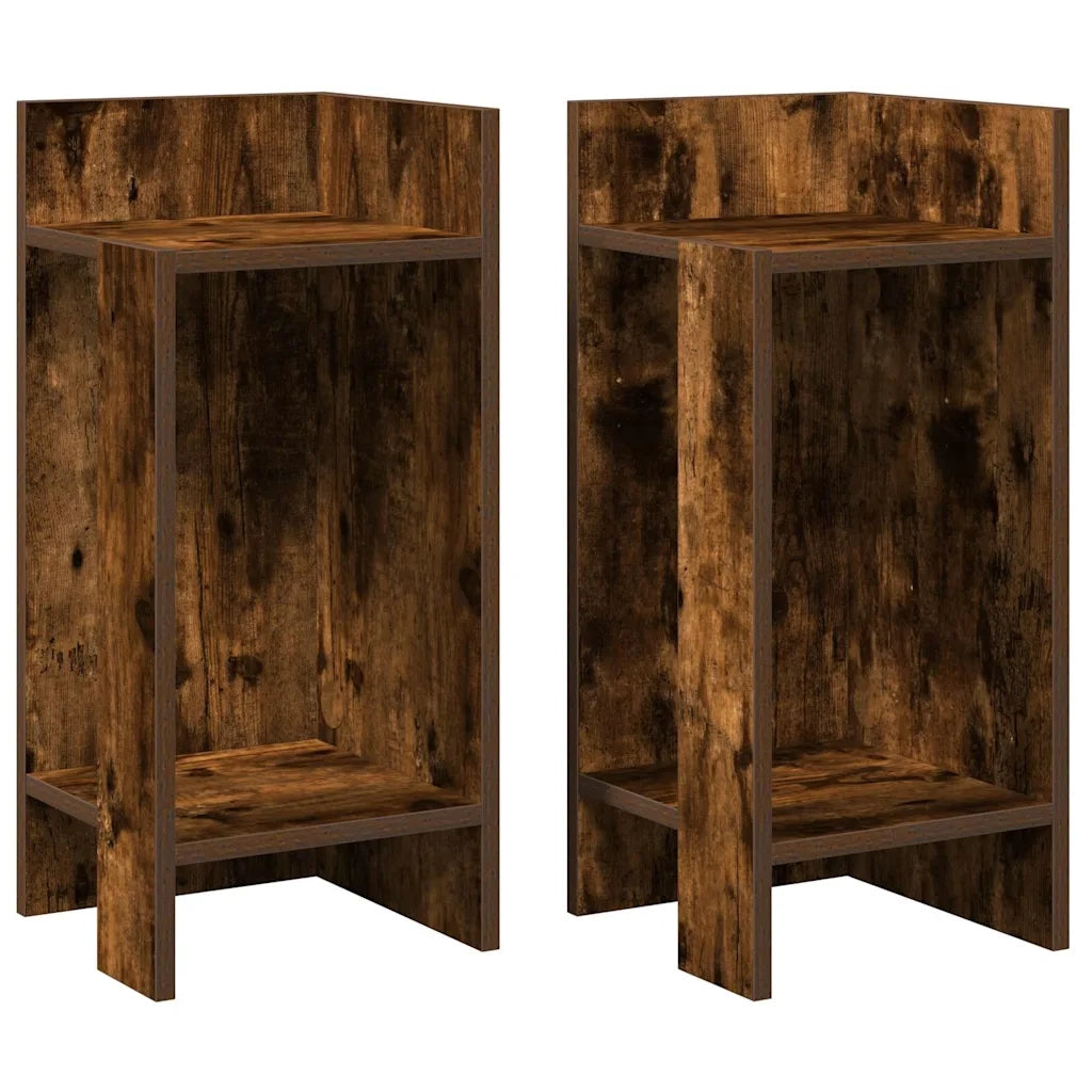 Tavolini Laterali 2 pz con Ripiano Rovere Fumo 25,5x27x60 cm 858551