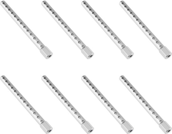 Kit di carrozzeria 8 pezzi - Lega di alluminio - Compatibile con auto RC 1:10 - Resistente agli urti - Leggero - Finitura argentata anodizzata