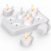 Pacco di 6 candele LED senza fiamma con stazione di ricarica candela ricaricabile luce a fiamma oscillante lampioncini elettrici lampada per bambini lampada da tavolo lampada per soggiorno [Classe di efficienza D]