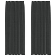 Tende in Voile con Tasche per Aste 2 pz Nero