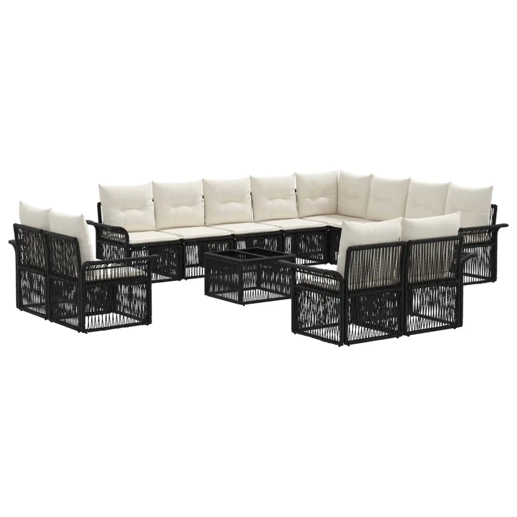 Set Divano da Giardino 13 pcs Nero e Bianco Crema polyrattan 3435007