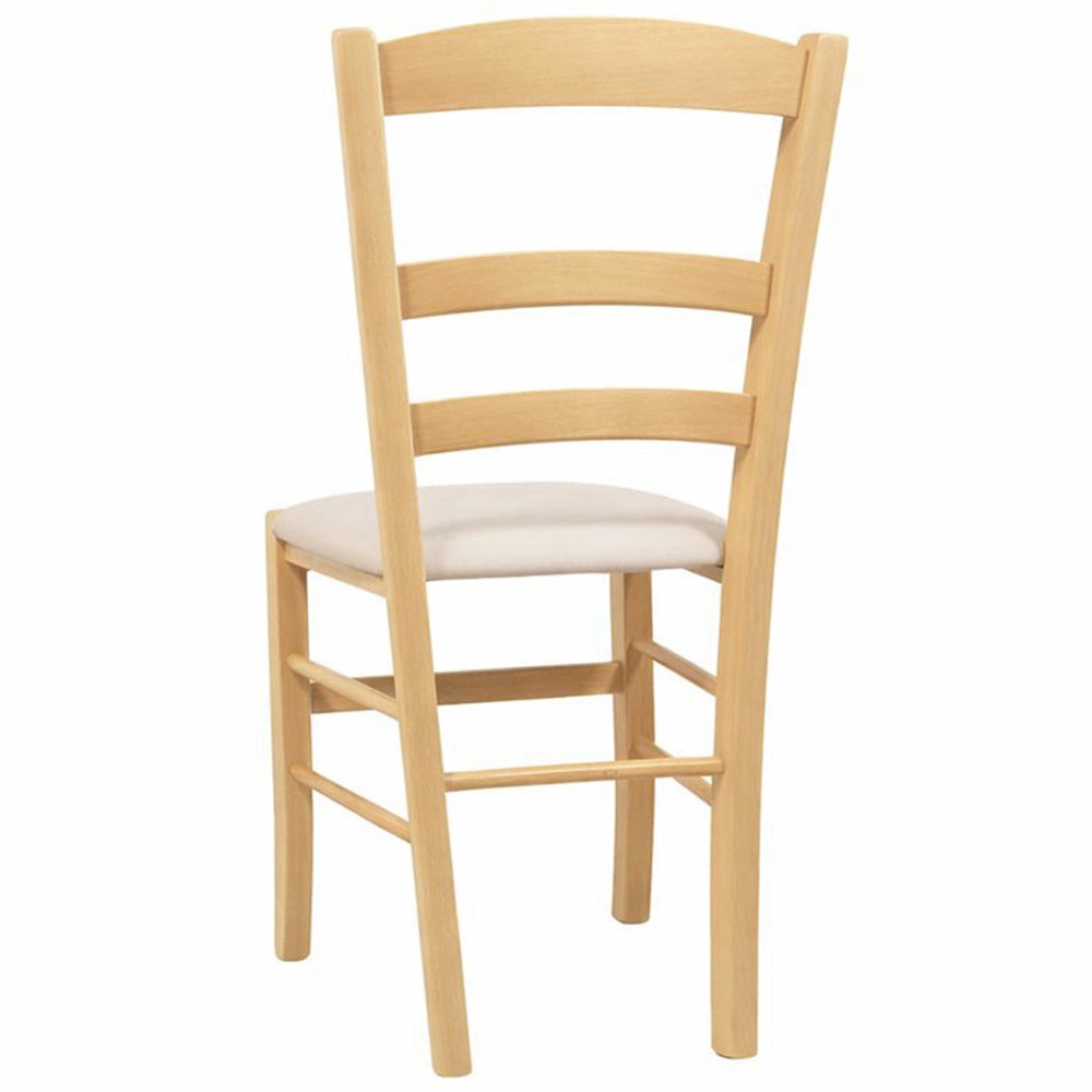 Sedie da sala da pranzo Paesana in legno naturale con seduta imbottita beige