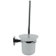 Trade Shop - Porta Scopino Wc Completo Vetro Satinato Fissaggio A Parete Bagno Square 59193 -
