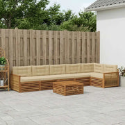 Set di divani da esterno con cuscino 7 pcs Naturale e Beige 3383451