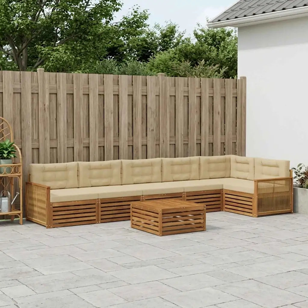 Set di divani da esterno con cuscino 7 pcs Naturale e Beige 3383451