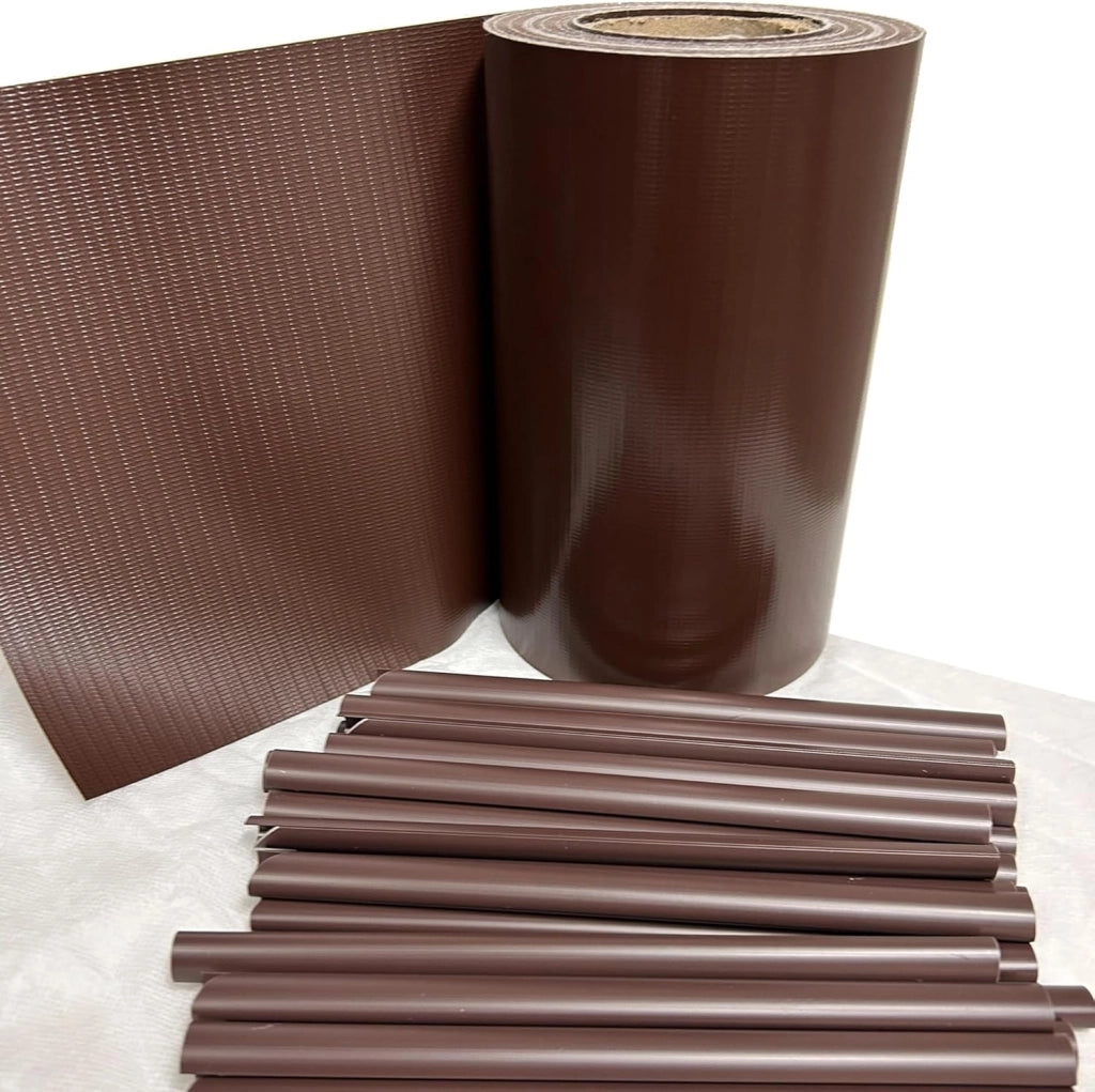 Strisce Frangivista in PVC con 25 Clip, Privacy Marrone
