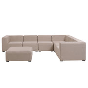 Set divano ad angolo per interni ed esterni Rivestimento in tessuto beige a 7 posti con salotto da giardino ottomana sinistro