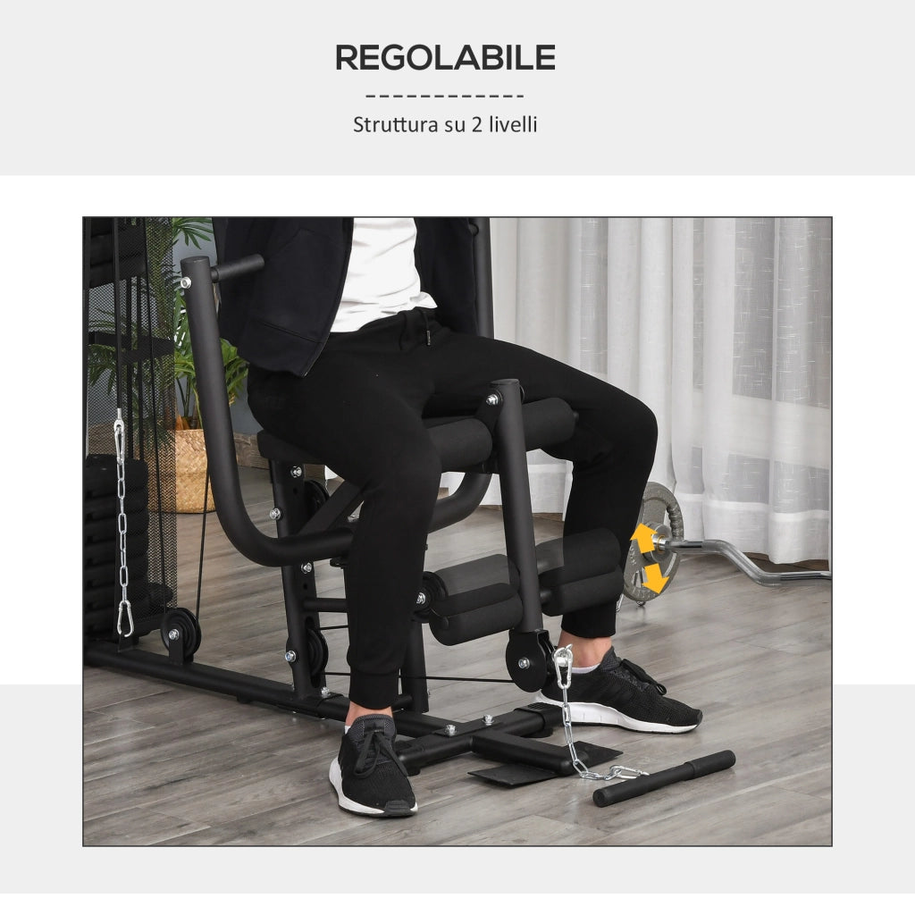 Attrezzo Palestra Multifunzione ¨C zephmum ¨C Nero Acciaio 150x110x210cm