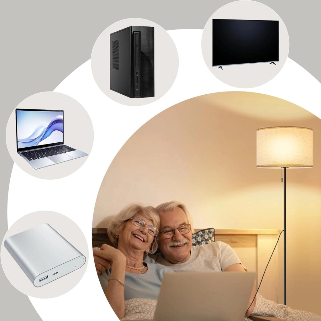 ZMH Lampada da terra LED retrò paralume tessuto dimmerabile interruttore cavo per soggiorno