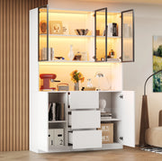 Vetrina in vetro con LED 120x40x200 cm; bianca; in MDF e vetro temperato