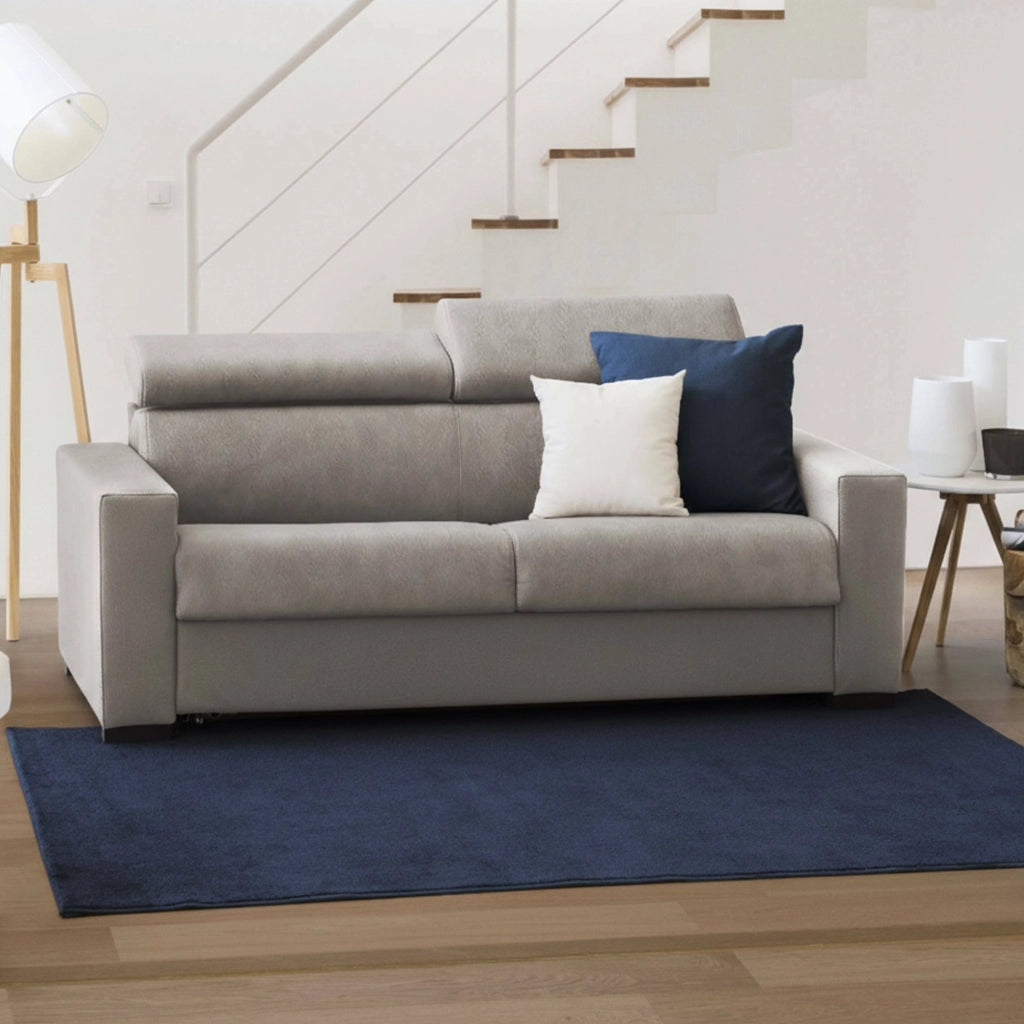 Divano Letto Annalara, Divano a 2 posti, Made in Italy, SofÒ  Soggiorno con apertura girevole, con poggiatesta regolabili e Braccioli standard, cm 180x95h85, Tortora