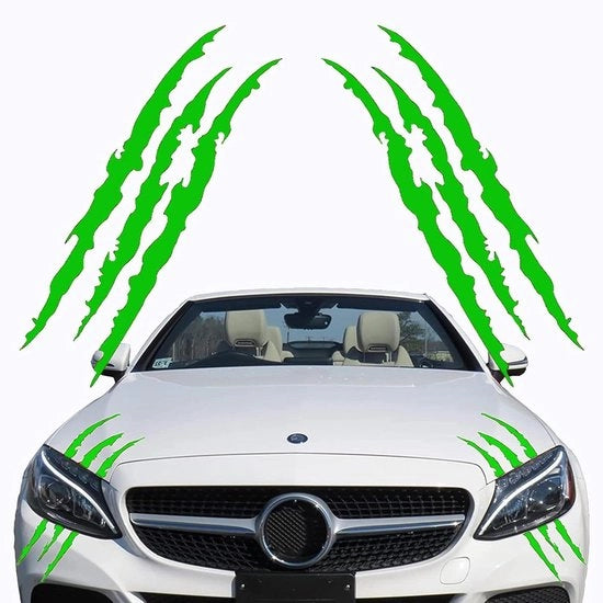 Monsterklauw Autostickers 2 pezzi - Verde - Vinile Idrorepellente - Decorazione Auto - Estetico - Piacevolmente Spettrale