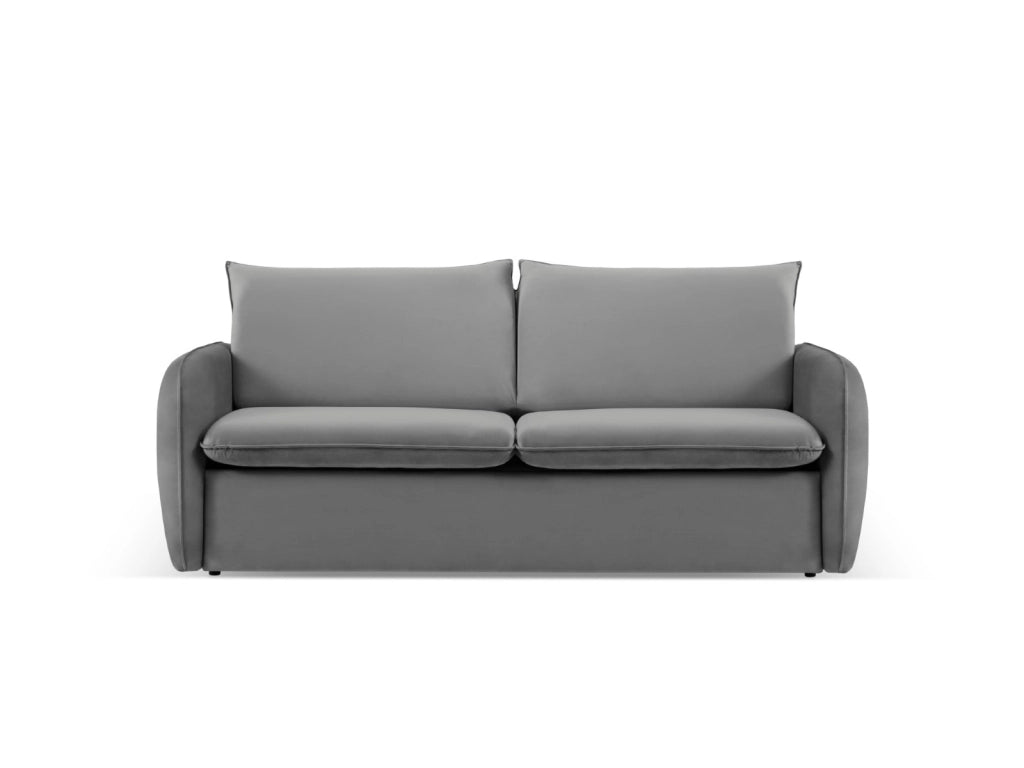 Cosmopolitan Design - Divano convertibile "Vienna" 3 posti in velluto grigio chiaro 