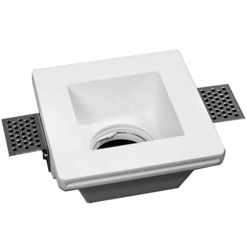 Trade Shop - Portafaretto Incasso Gesso Scomparsa Quadrato 120x120mm Supporto Faretti Gs-01 -