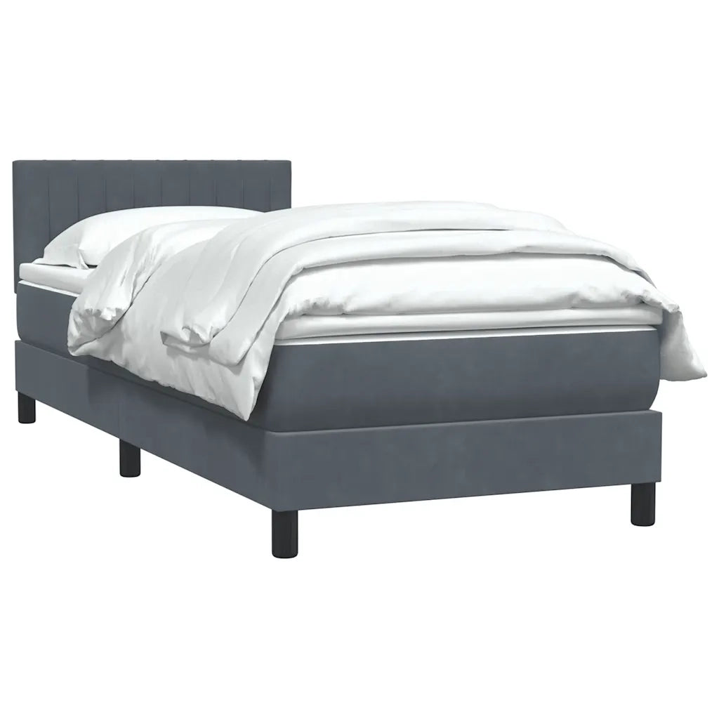 Giroletto a Molle con Materasso Grigio Scuro 80x210 cm Velluto