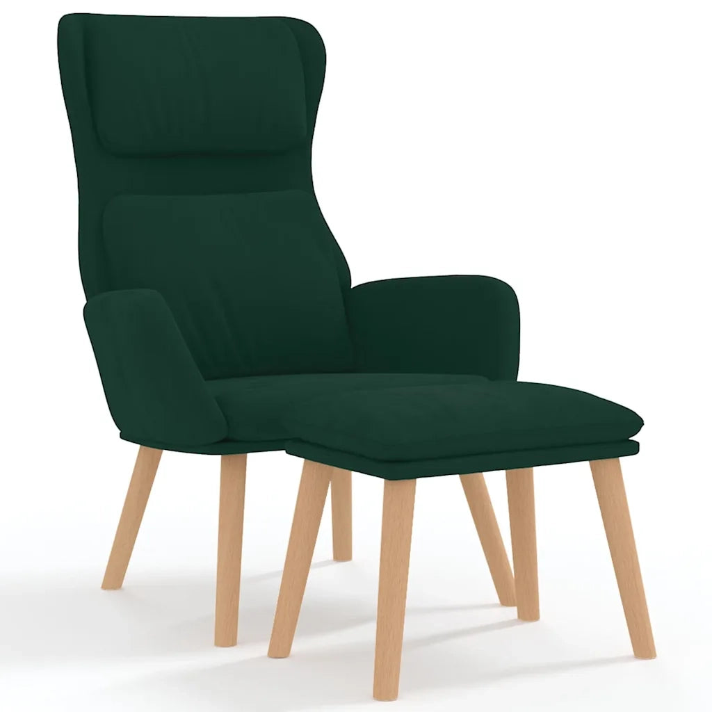 Poltrona Relax con Poggiapiedi Verde Scuro in Velluto