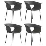 Sedie da giardino ergonomiche 4 pezzi con braccioli ¨C zephmum ¨C design intagliato resistente alle intemperie grigio scuro